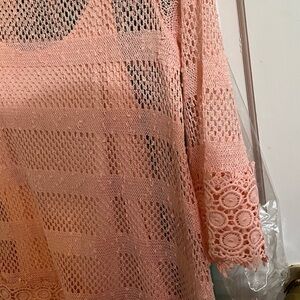 Ali Miles Light Tangerine Crochet Top